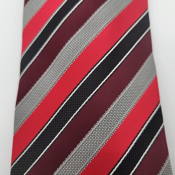 Giorgio Brutini Men's Black Red Striped Oxford Tie - Picture 4 of 6